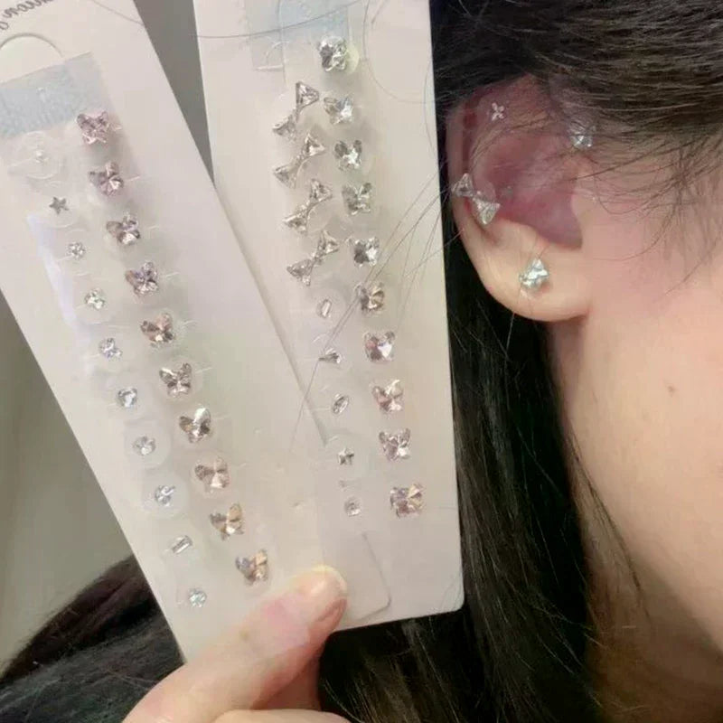 Rhinestone Pearl Bowknot Ear Acupressure Stickers | 20 Pack Ear Acupressure Patches QXL