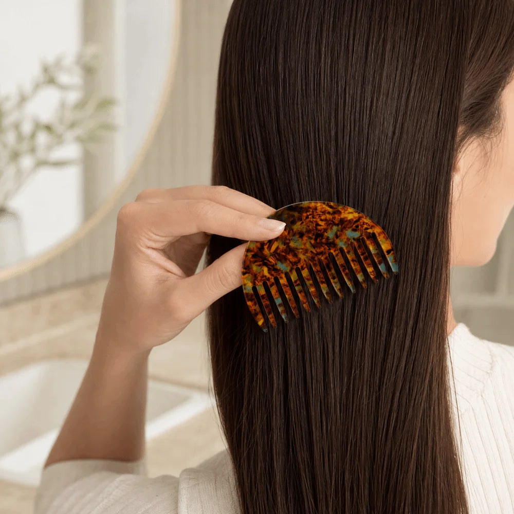 Anti-Static Half-Round Hair Straightening Comb | Acetate Hair Straightening Comb QXL