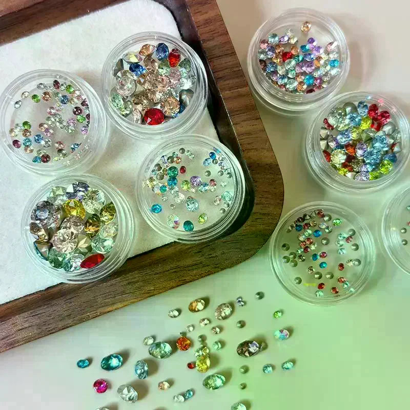 Mixed Crystal Nail Rhinestones | Pointed-Base DIY Gem Set Nail Art Rhinestones QXL