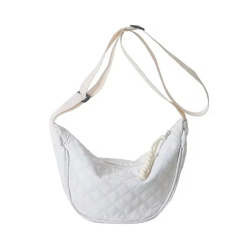 Women's Diamond Grid Crossbody Shoulder Bag | Lightweight Crossbody Shoulder Bag QXL WHITE