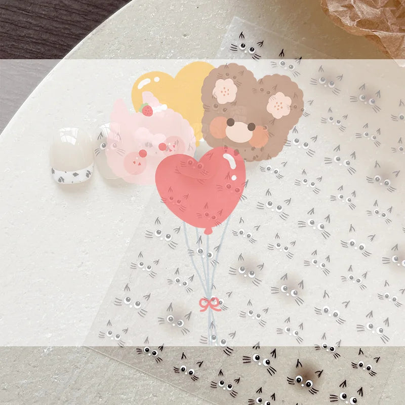 Kawaii Cat 5D Nail Stickers | Korean Style DIY Decals Nail Art Stickers QXL Default Title