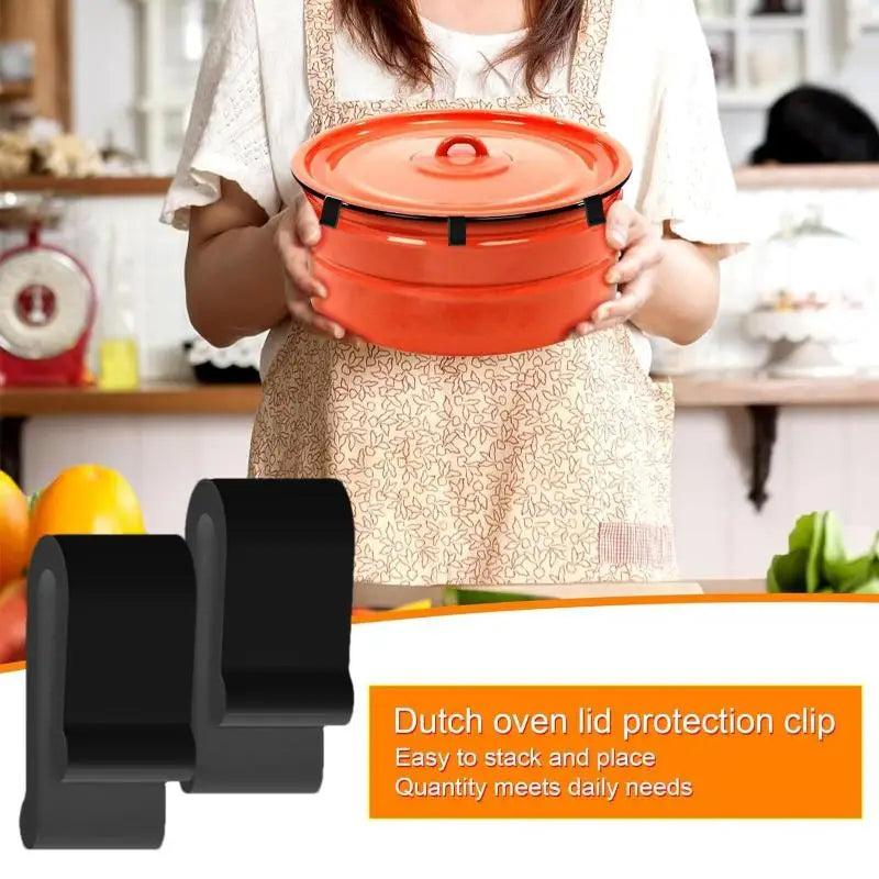 4-Pack Silicone Cookware Lid Protector Clips for Stacking Cookware Lid Clips QXL