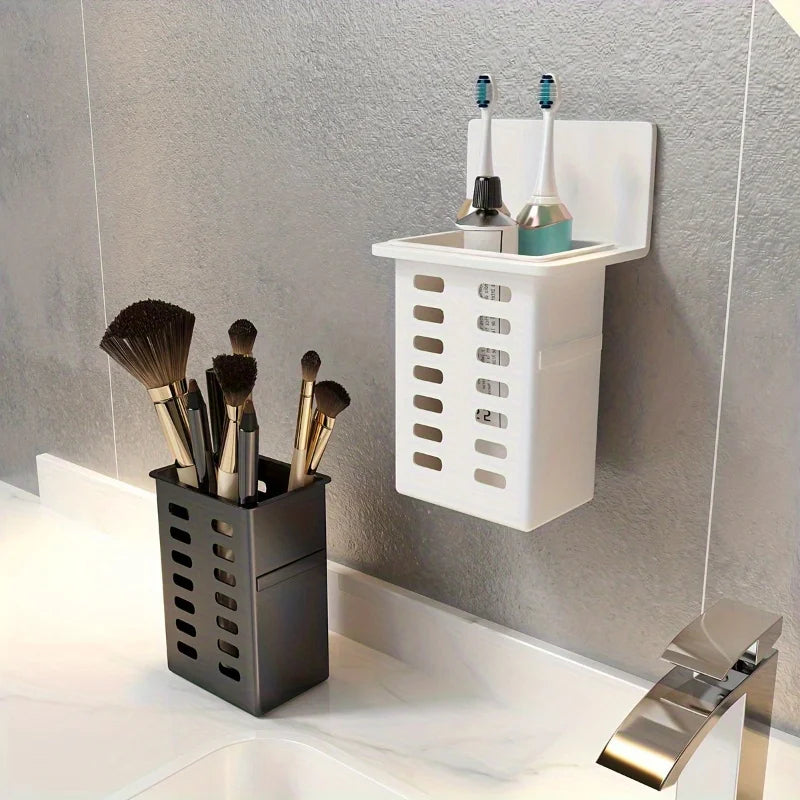 Wall-Mounted Toothbrush & Toothpaste Holder Bathroom Rack Toothbrush Holder Rack QXL