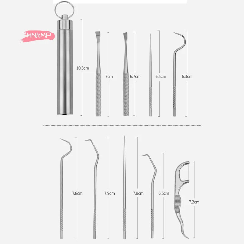 304 Stainless Steel Toothpick Set & Portable Holder | Dental Care Toothpick Set QXL
