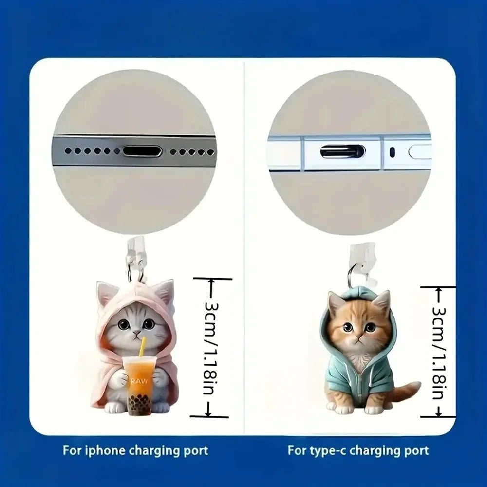 Cartoon Cat Dust Plug Pendant | iPhone & USB-C Charm Phone Dust Plug Charm QXL