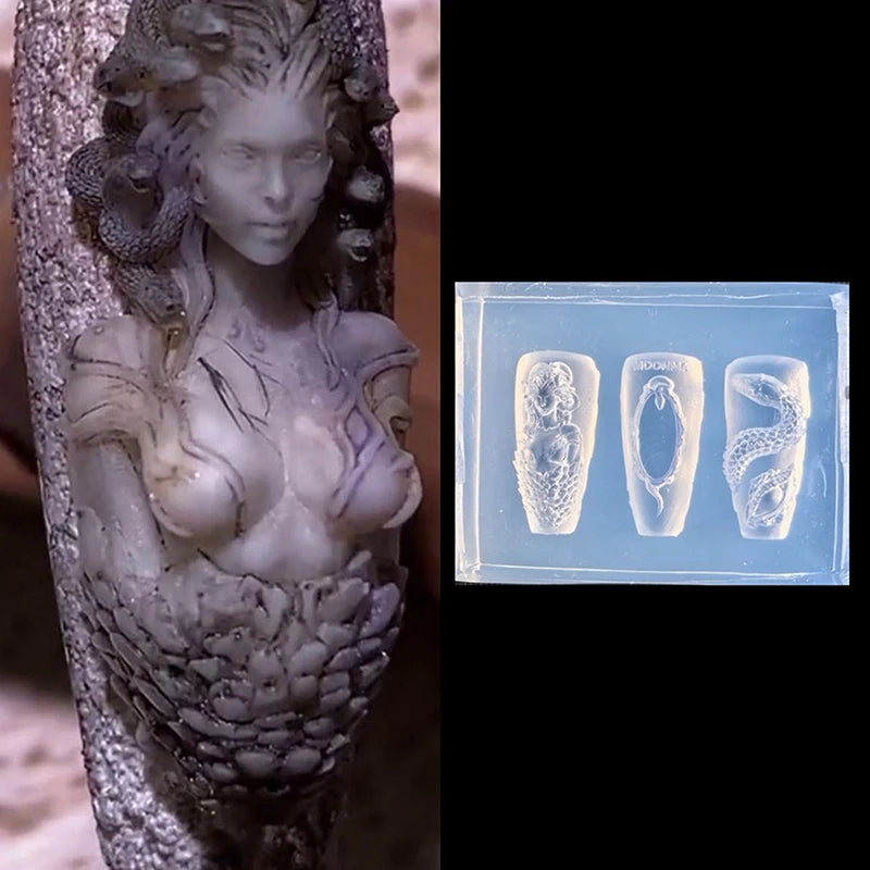3D Snake Silicone Nail Art Carving Mold | DIY Nail Design Silicone Nail Mold QXL