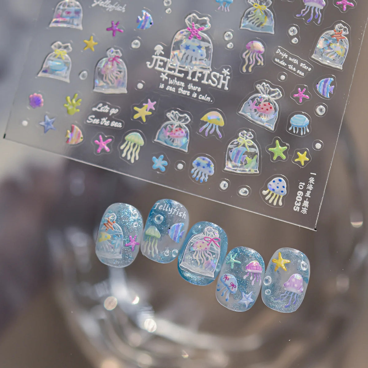 5D Ocean Nail Art Stickers | Mermaid Jellyfish Sea Decals Nail Art Stickers QXL