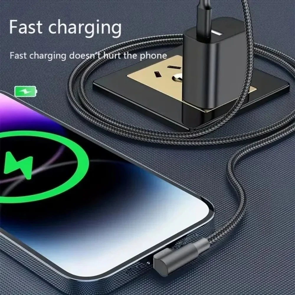 90° Elbow 60W USB-C to USB-C Fast Charge Nylon Cable USB-C Charging Cable QXL