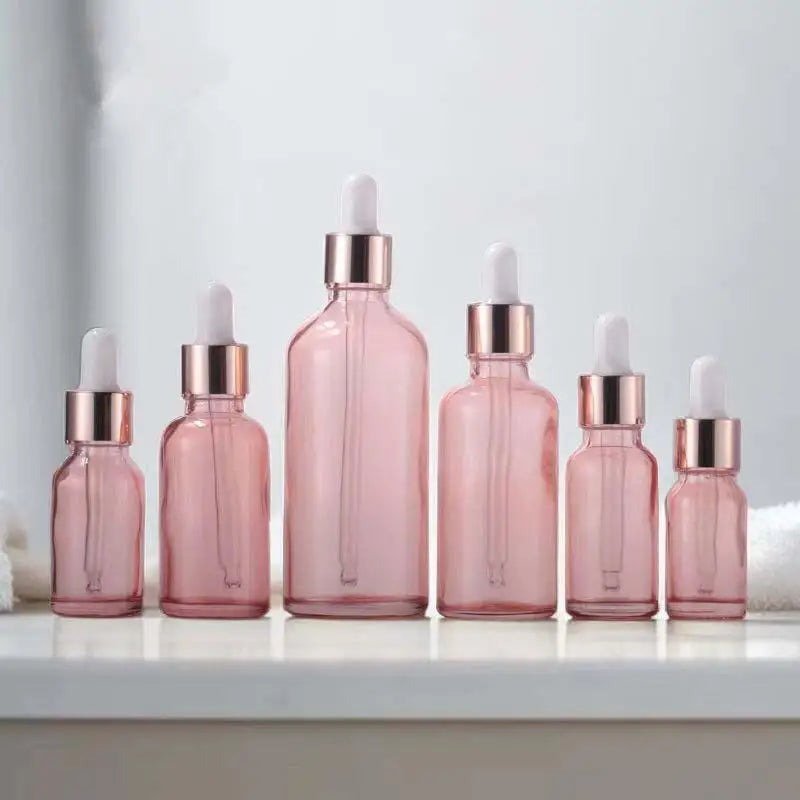 Glass Dropper Bottles 5–100ml Rose Gold Lid | Essential Oil Glass Dropper Bottle QXL