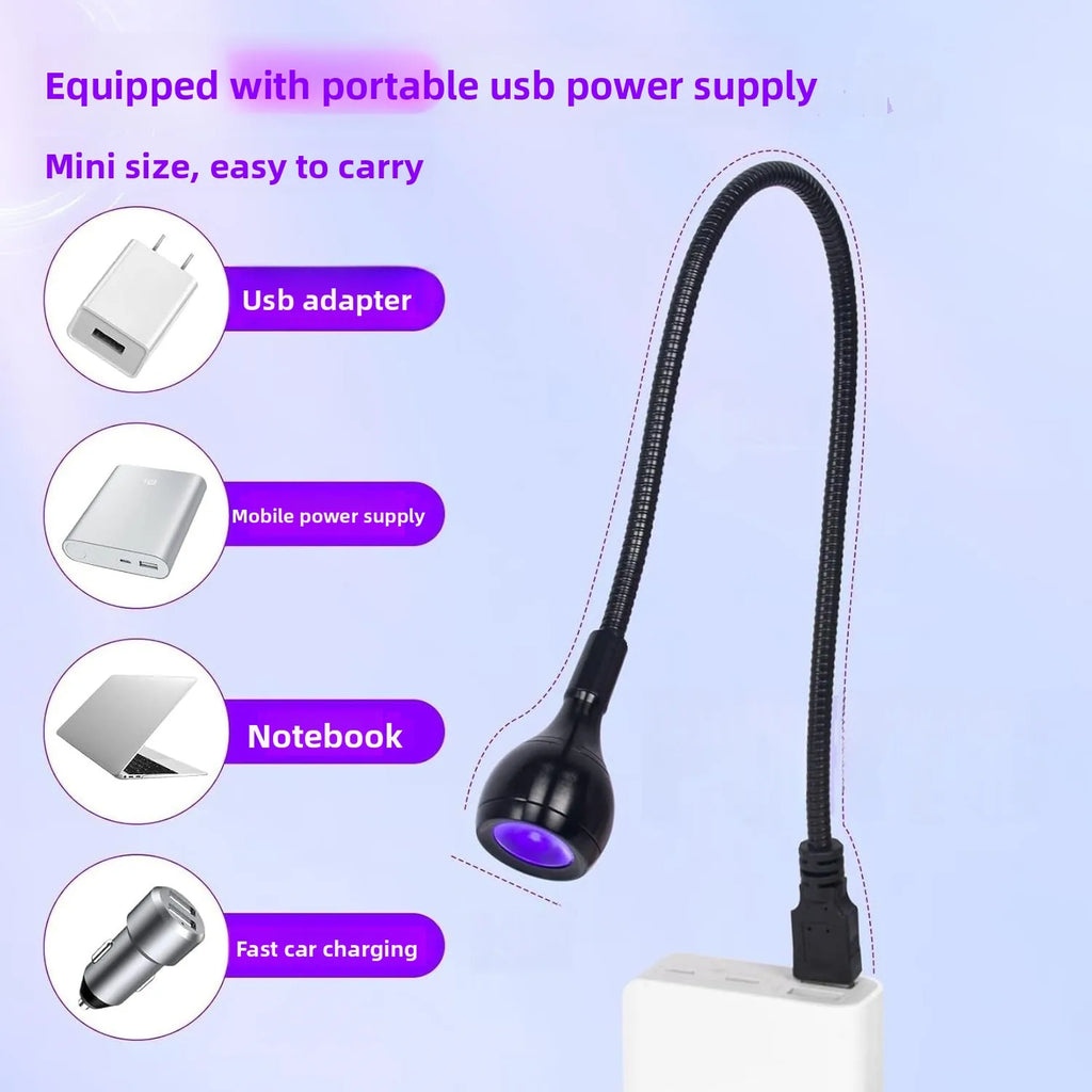 Mini UV LED Nail Dryer Lamp | 360° Clip-On USB Portable UV LED Nail Dryer QXL
