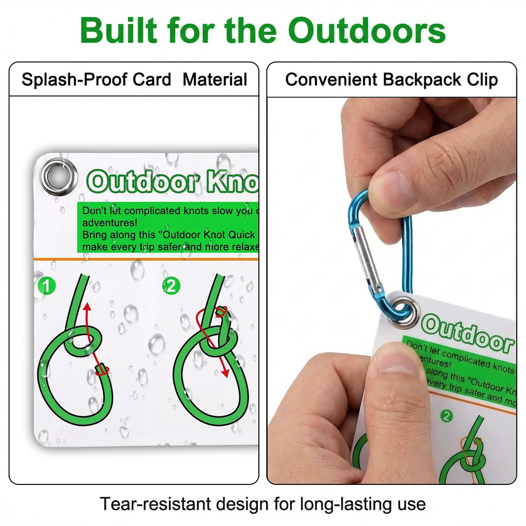 27-Knot Waterproof Climbing Knot Cards with Mini Carabiner Knot Reference Cards QXL