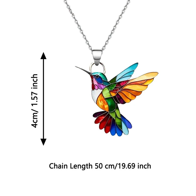 Colorful Hummingbird Pendant Necklace | Tin Alloy Gift for Women Pendant Necklace QXL