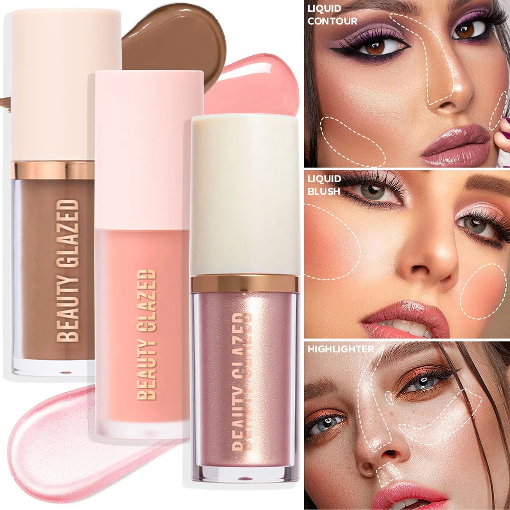 3-Piece Liquid Contour, Highlighter & Blush Makeup Set Liquid Makeup Set QXL