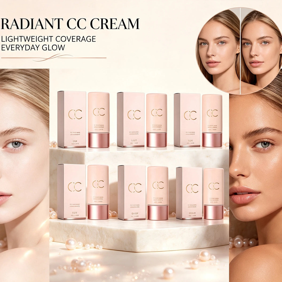 CC Tinted Moisturizer Tone-Up Cream | Hydrating Foundation 40g CC Tinted Cream QXL