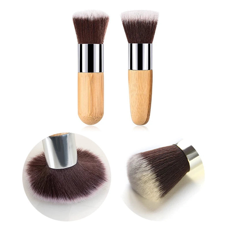 Flat Top Makeup Brush – Foundation, Powder & Blush | Bamboo Makeup Brush QXL