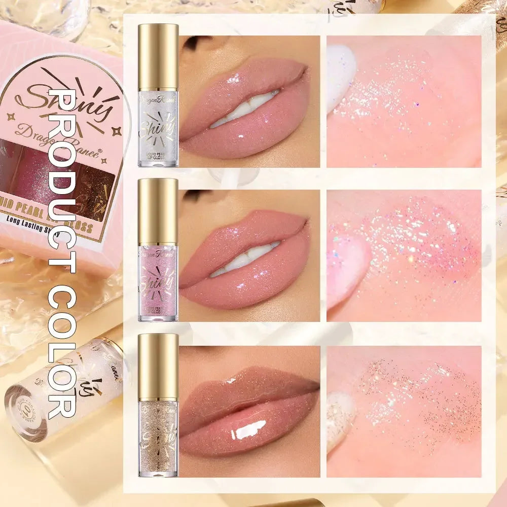 Dragon Ranee Pearl Lip Gloss Set | Mirror Shimmer Glaze 3pc Lip Gloss Set QXL