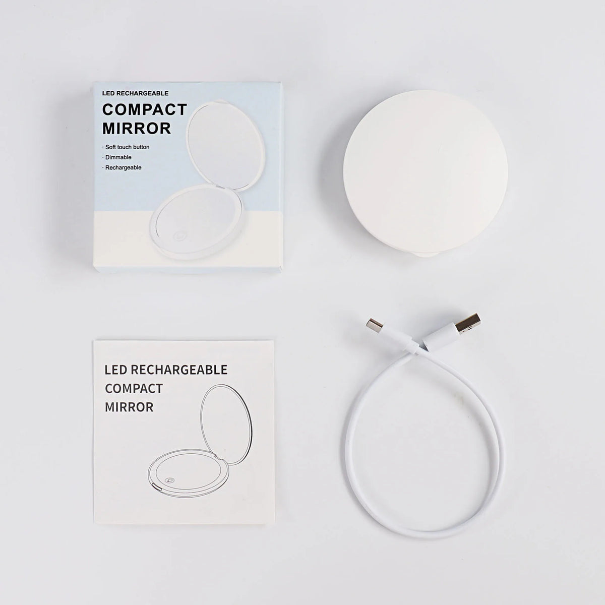 LED Lighted Compact Travel Mirror | 2X/1X Magnifying Pocket Mirror Lighted Compact Mirror QXL