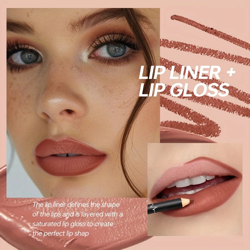 Waterproof Long-Lasting Lip Liner Set | 2-Pc Combo Lip Liner Set QXL