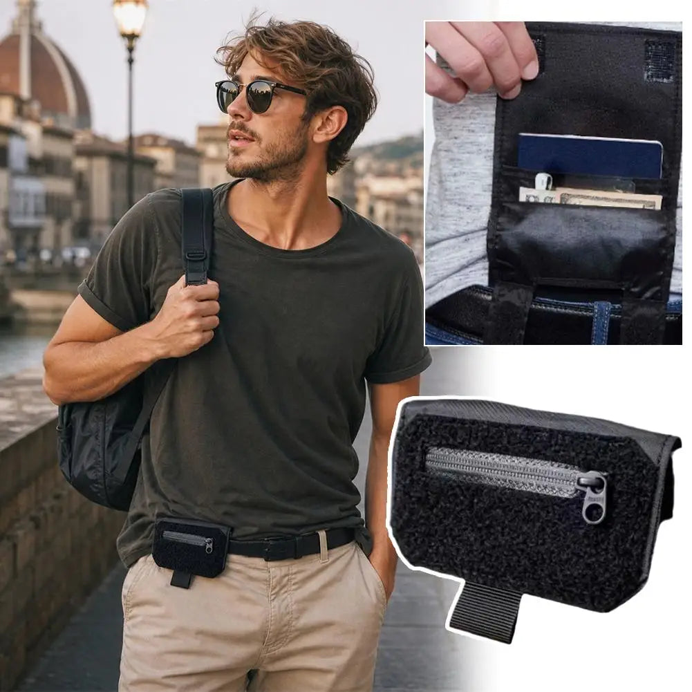 Slim Hidden Belt Wallet | Travel Cash, Card & Passport Pouch Travel Belt Wallet QXL