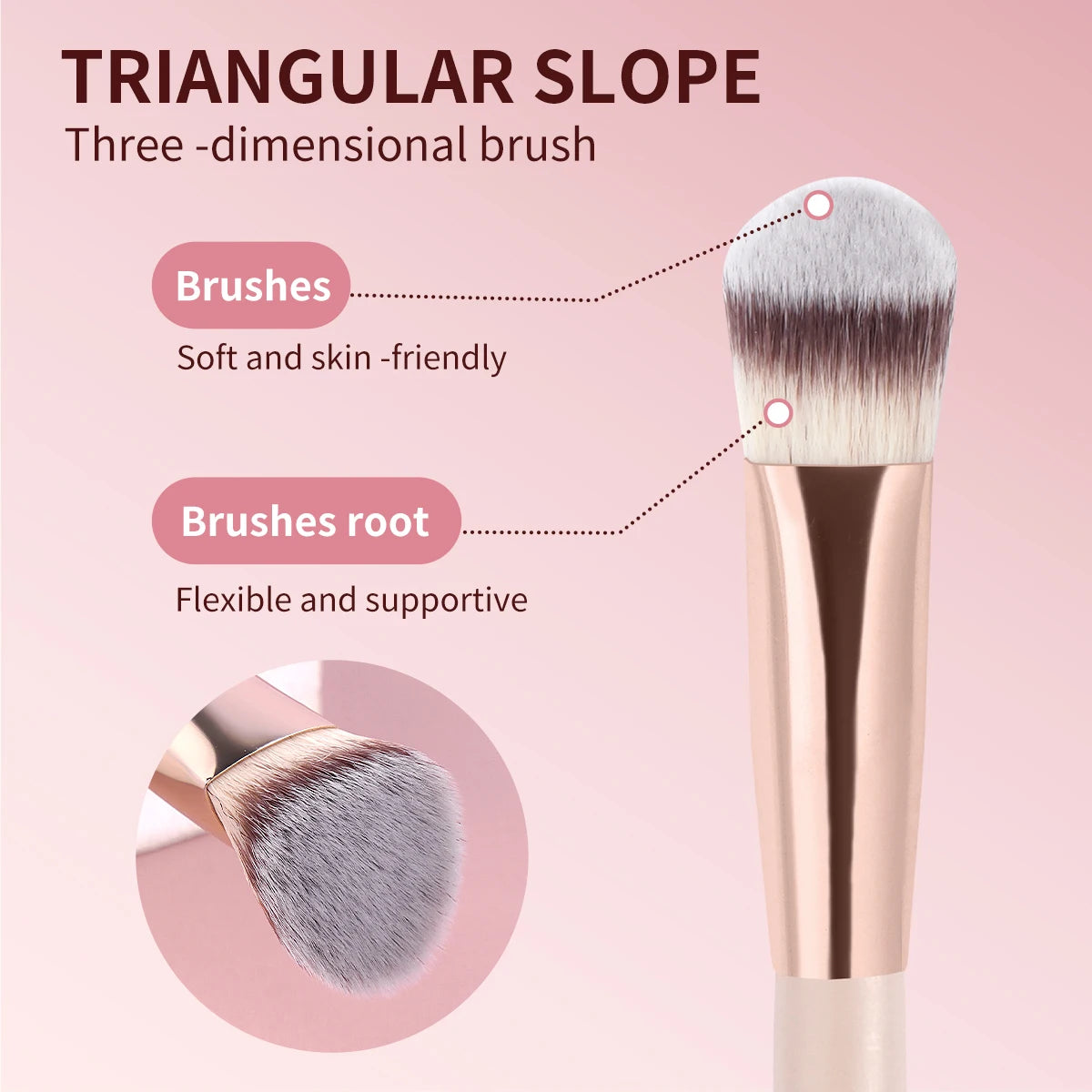 MAANGE 3-Piece Makeup Brush Set | Kabuki, Powder & Foundation Makeup Brush Set QXL