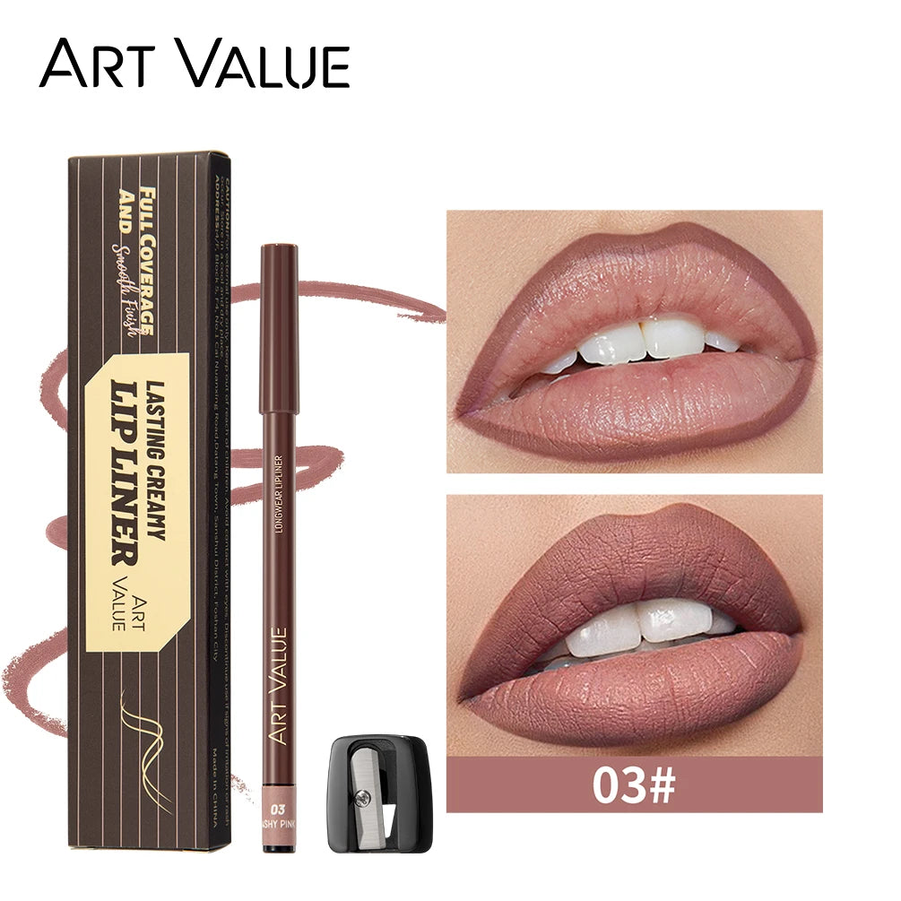 ART VALUE Matte Lip Liner Pencil | 12 Nude & Brown Shades Lip Liner Pencil QXL