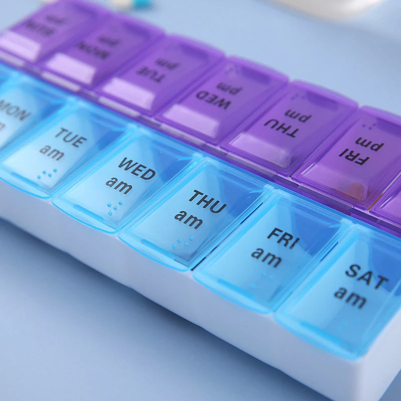 7-Day AM/PM Pill Organizer | Travel Medicine Storage Case Pill Organizer QXL