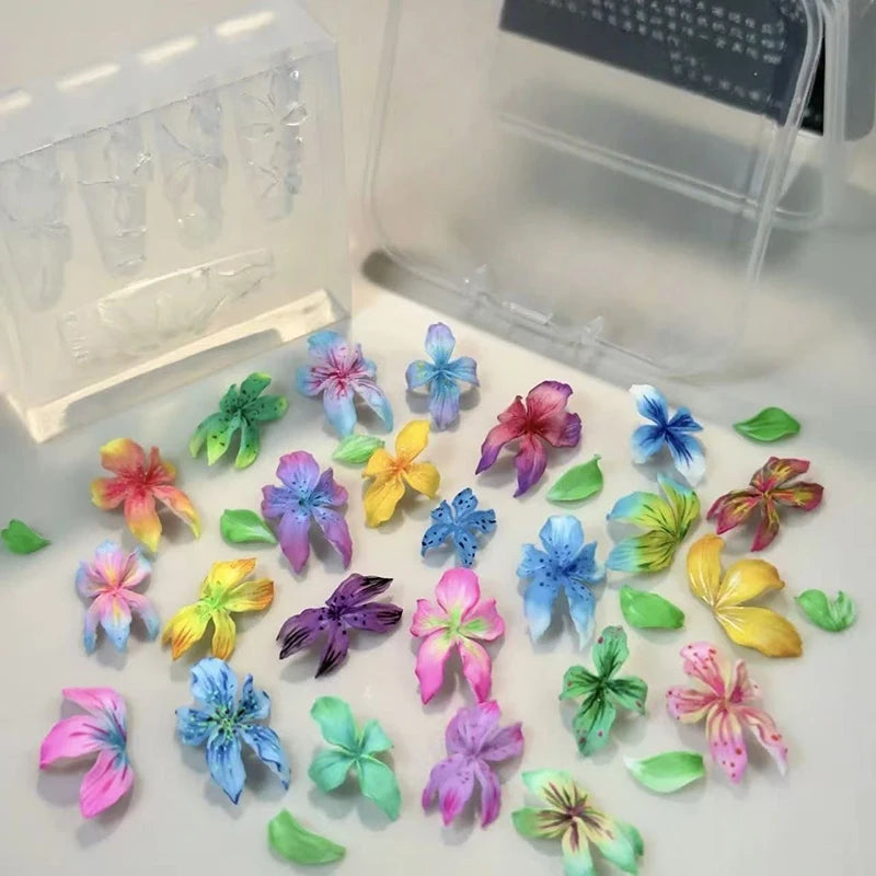 3D Hibiscus Silicone Nail Art Mold | Floral Carving Template Nail Art Mold QXL