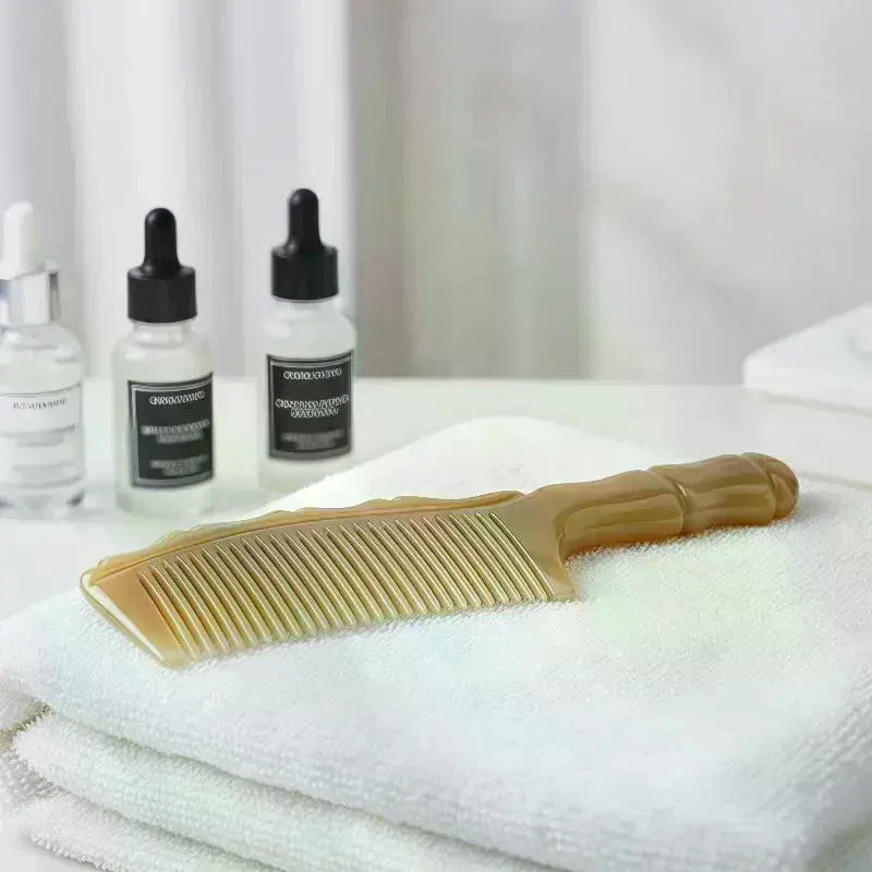 Natural Ox Horn Comb – Anti-Static Fine Tooth Scalp Massager Hair Comb QXL