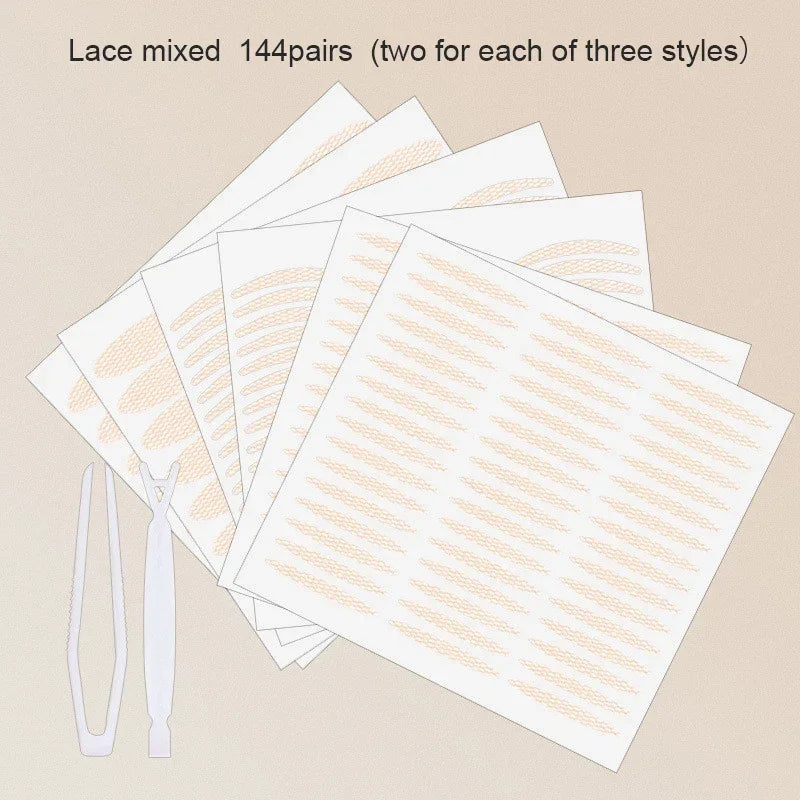 Invisible Double Eyelid Tape Stickers | Lace Mesh 36–240 Pcs Eyelid Tape Stickers QXL 05 Lace mix 144pair