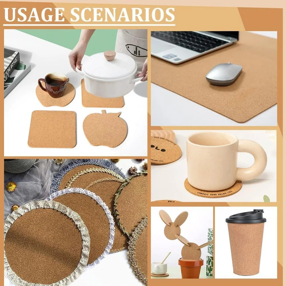 6-Pack Natural Cork Sheets 12x8" | Hot Pads, Coasters & DIY Cork Craft Sheet QXL