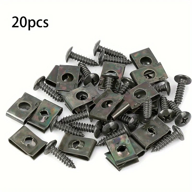 20-Pack Iron Car Fastener Clips | Fender, Bumper & Engine Auto Panel Clips QXL