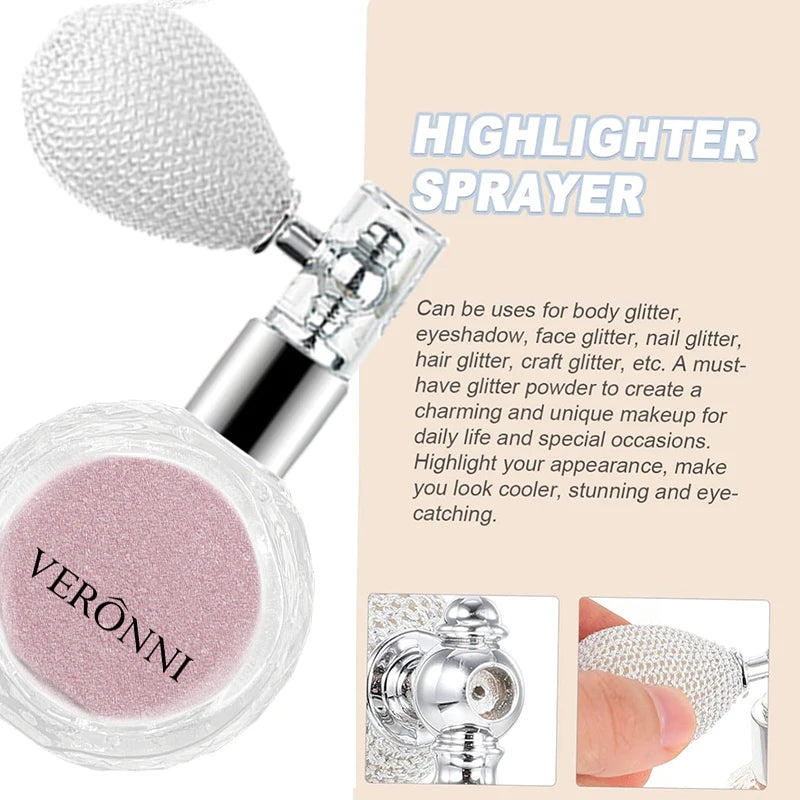 VERONNI Glitter Highlighter Spray – Face & Body Shimmer Body Highlighter Spray QXL