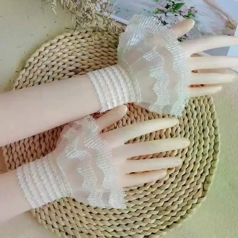 Lace Ruffle Fake Cuffs | Detachable Decorative Sleeve Cuffs Decorative Sleeve Cuffs QXL