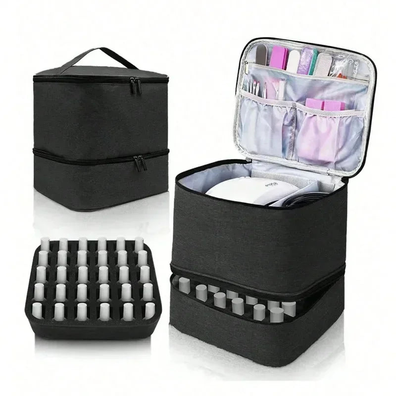 30-Compartment Double-Layer Nail Polish Storage Bag & Case Nail Storage Bag QXL
