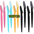 100-Pack Eyebrow & Face Razors with Covers | Unisex Trimmer Eyebrow Face Razor QXL Random color 100Pcs