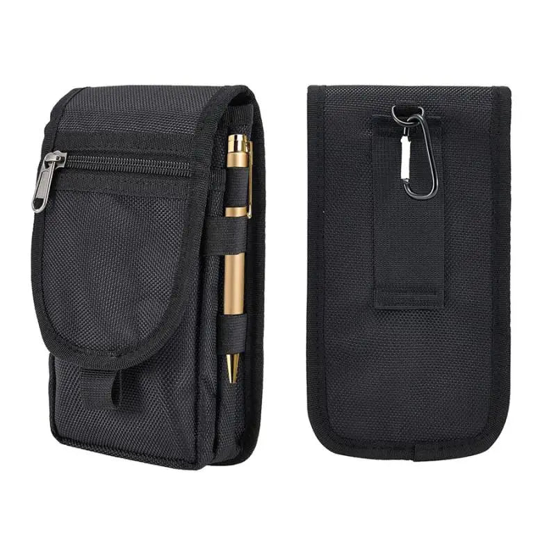 Casual Oxford Cloth Phone Waist Bag with Pen Slot | Black Phone Waist Bag QXL