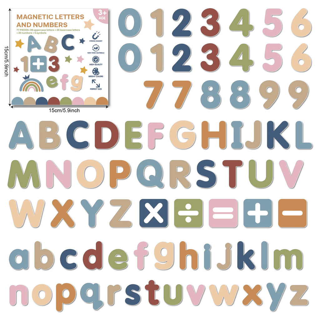 77-Pc Magnetic Letters & Numbers EVA Fridge Magnets for Kids Educational Magnet Set QXL Style 1