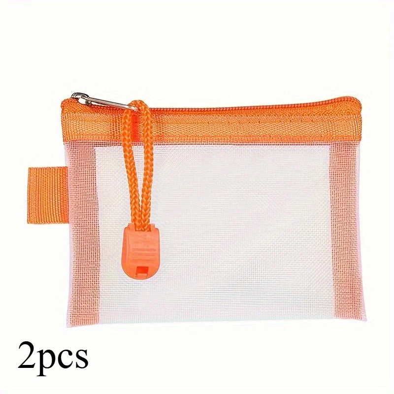 Mini Mesh Zipper Coin Purse | Portable Card & Wallet Bag Mini Coin Purse QXL Orange