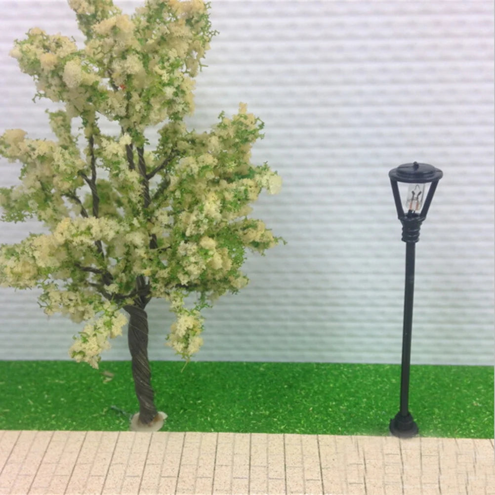10-Pack HO Scale 1:100 Model Garden Lamps | Black Layout Lights Scale Model Accessories QXL