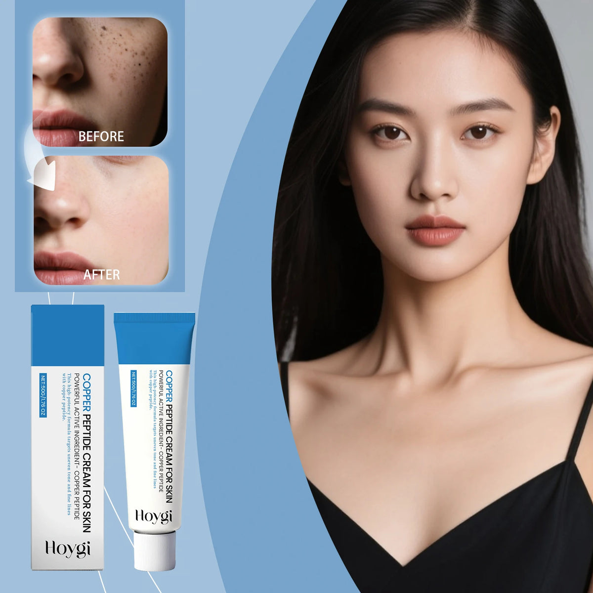 Hoygi Copper Peptide Face Cream | GHK-Cu Anti-Aging Moisturizer Peptide Face Cream QXL