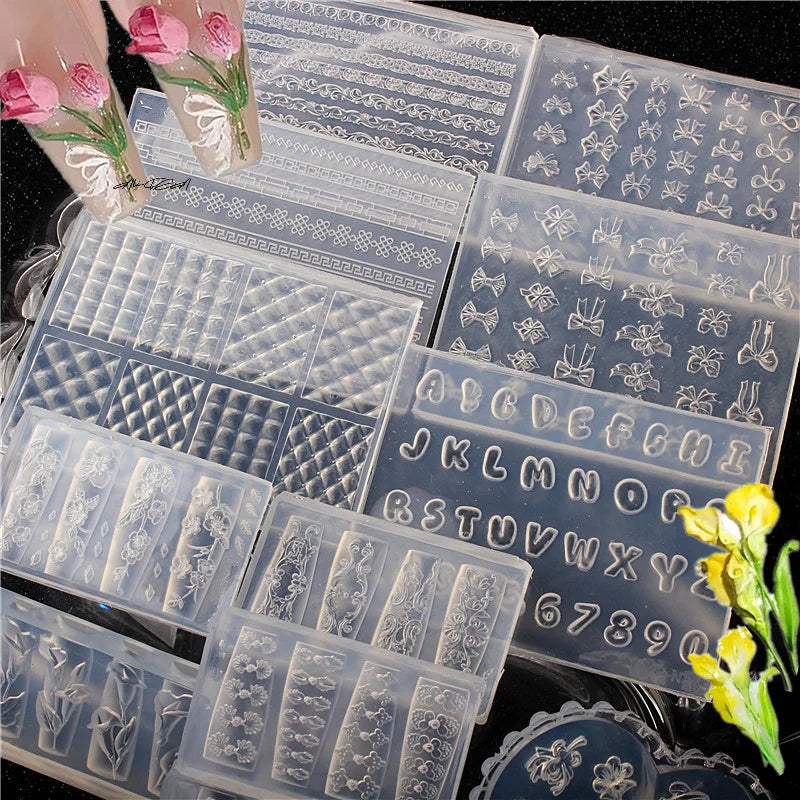 3D Silicone Nail Art Mold – Ocean, Tulip & Floral Designs Silicone Nail Mold QXL