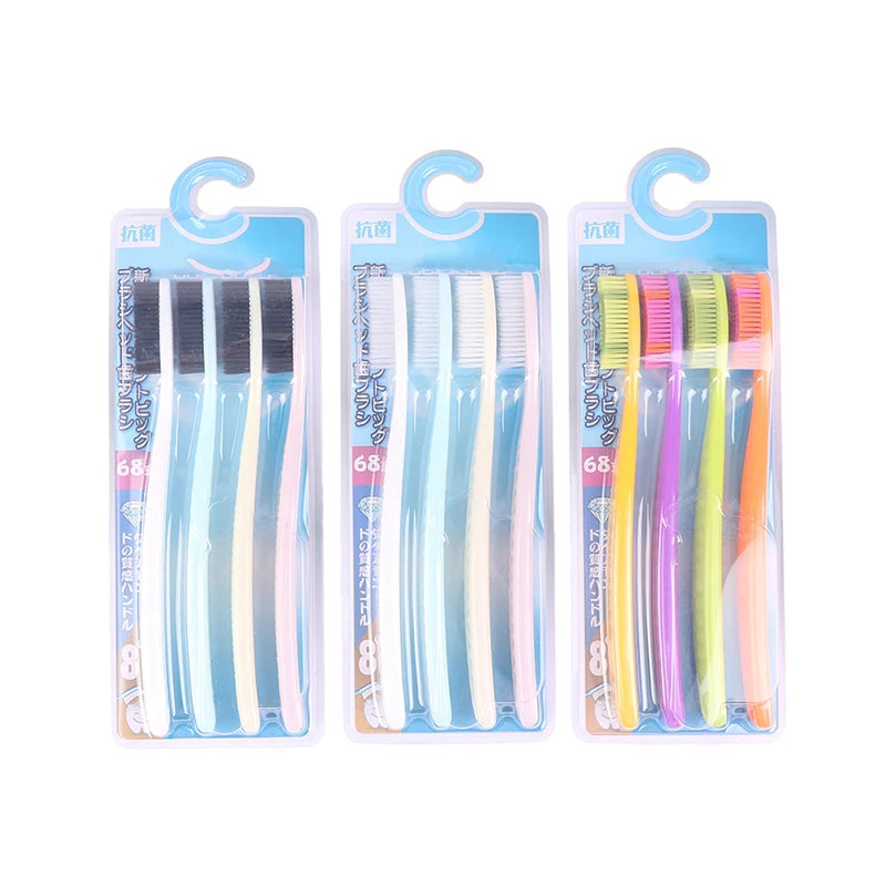 4-Pack Adult Long Head Toothbrush | Deep Clean Soft Bristles Adult Toothbrush Set QXL