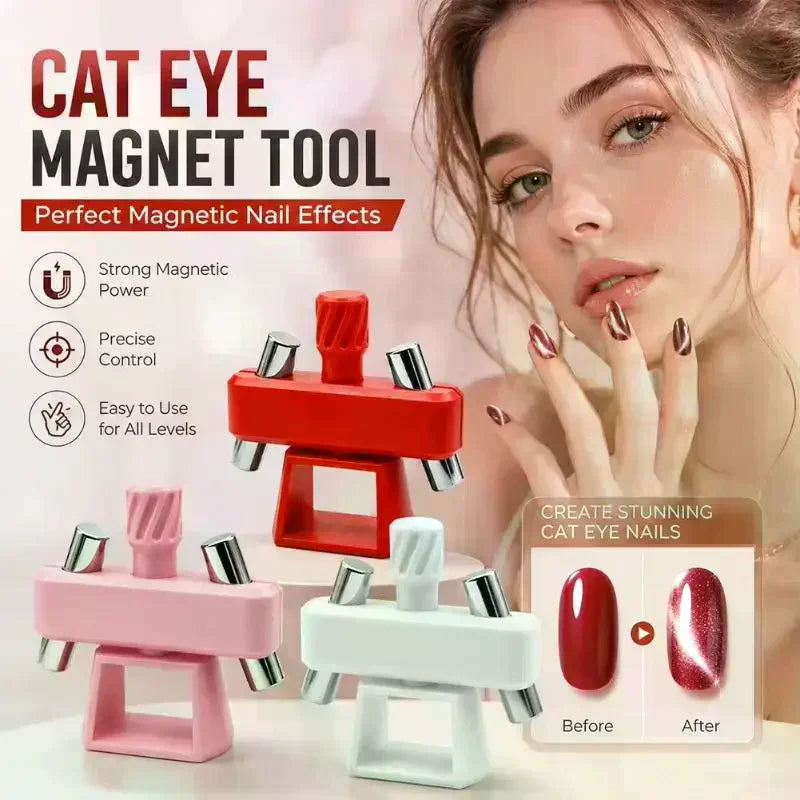 Glass Bead Cat Eye Nail Magnet Tool | 4-Head Manicure Set Nail Art Magnet Tool QXL