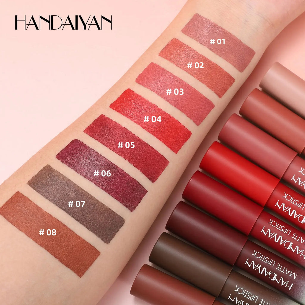 Handaiyan Matte Velvet Lip Crayon – 8 Colors Waterproof Liner Matte Lip Crayon QXL