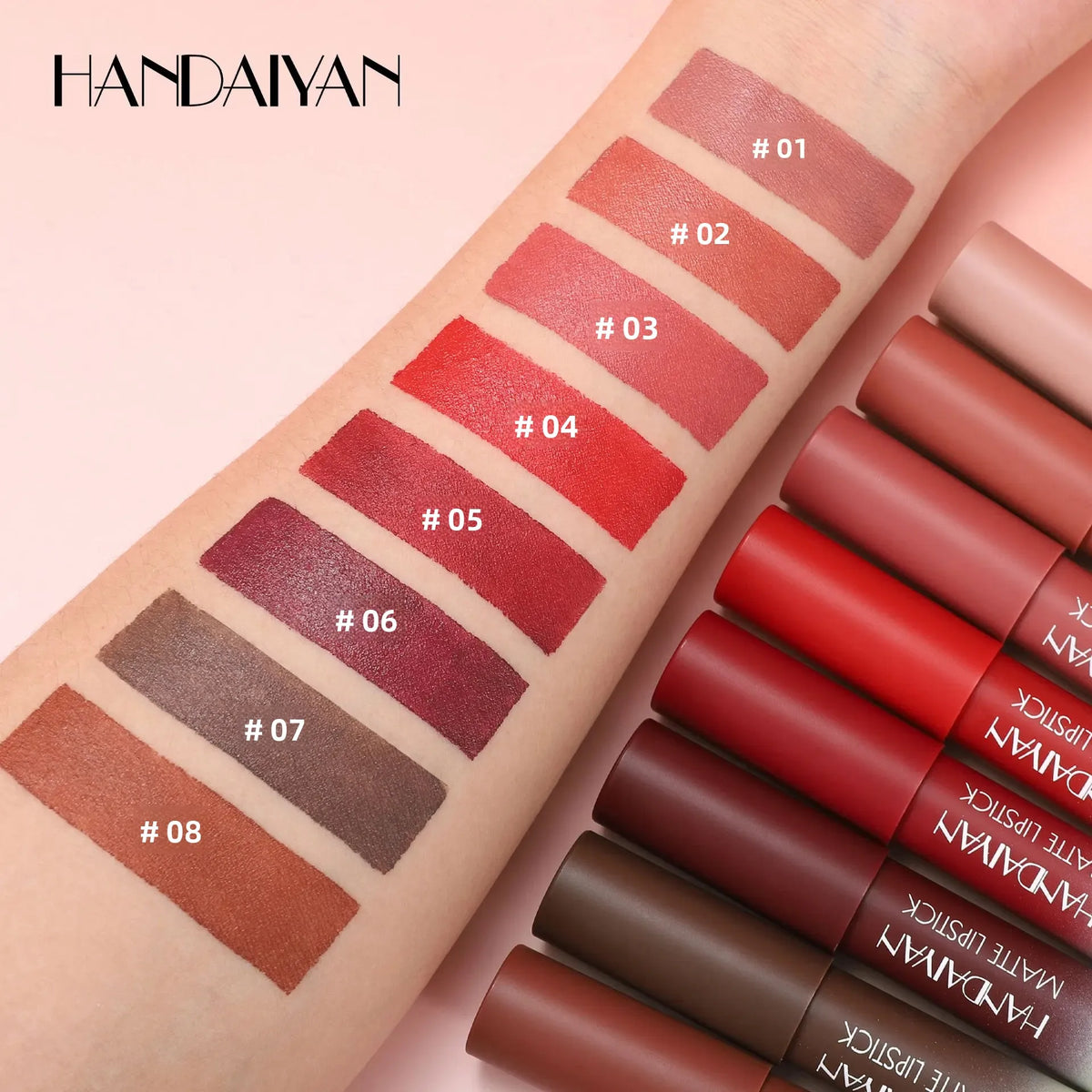 Handaiyan Matte Velvet Lip Crayon – 8 Colors Waterproof Liner Matte Lip Crayon QXL