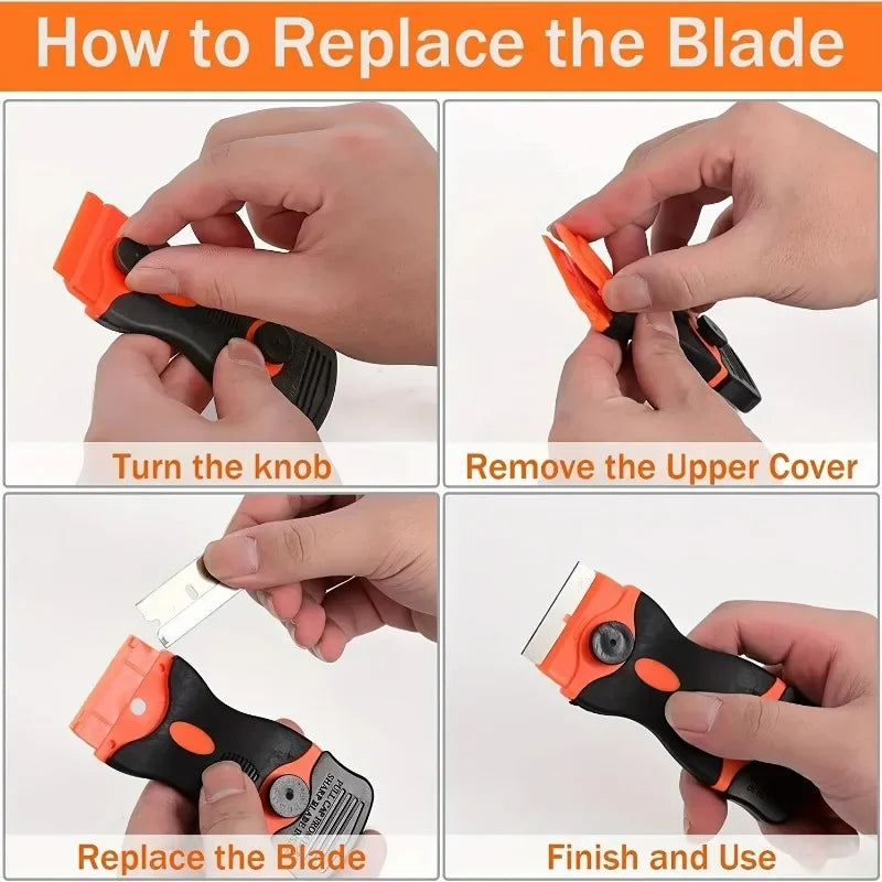 Razor Blade Scraper | 21-Pc Plastic & Metal Blades for Glass Razor Blade Scraper QXL