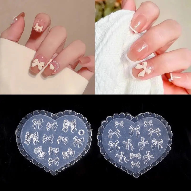 3D Petals Silicone Nail Mold | Heart & Bow Carving Stencil Silicone Nail Mold QXL