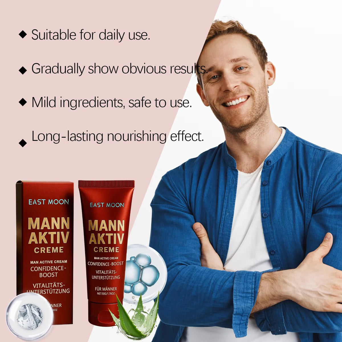 Mann Aktiv Creme 50g – Men's Daily Moisturizing Body Cream Men's Body Cream QXL
