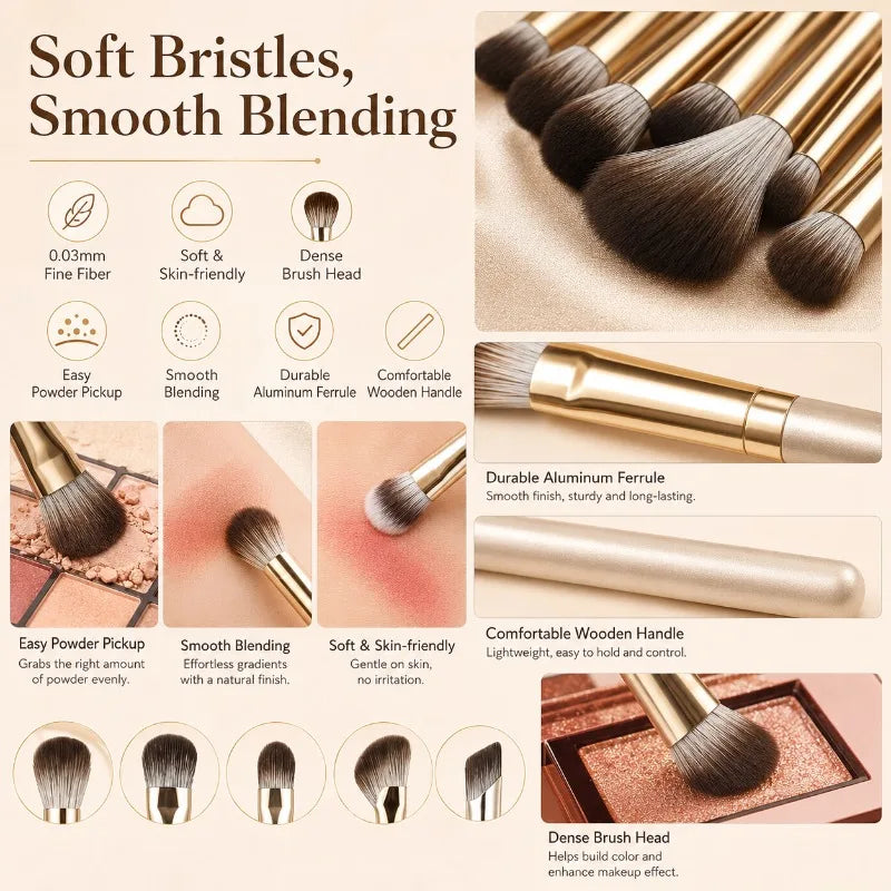 Eye Makeup Brush Set 5 & 15 Pc | Eyeshadow Blending Kit Eye Makeup Brush Set QXL