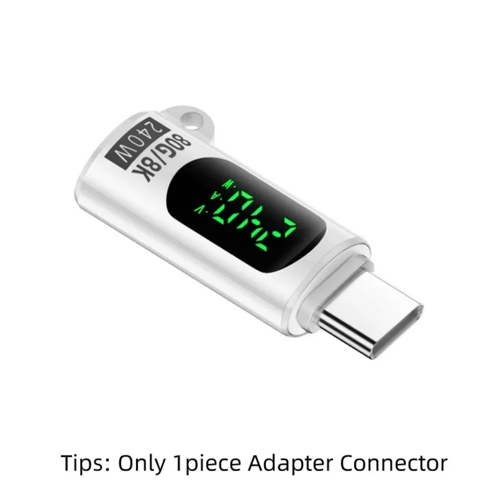 USB4 80Gbps USB-C Adapter | 240W PD 8K 60Hz OTG LED USB-C OTG Adapter QXL WHITE
